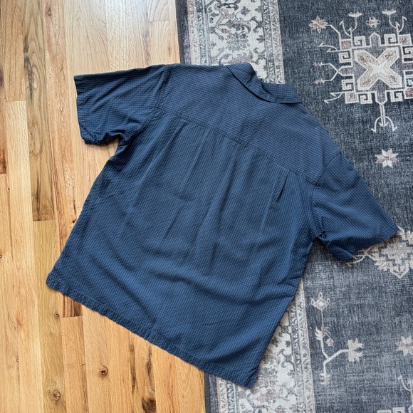 REI Vintage Blue Microplaid Short Sleeve Button Down Shirt Large - Picture 2 of 6